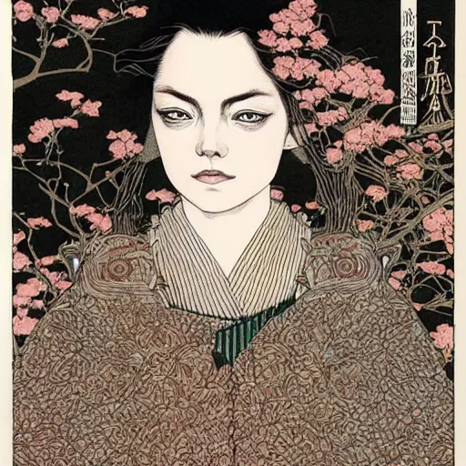 Prompt: intricate detailed portrait of emma stone by takato yamamoto