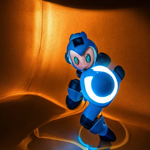 Prompt: a photo of a real - life megaman, studio lighting, high detail, 4 k, title - shift, hyperrealism