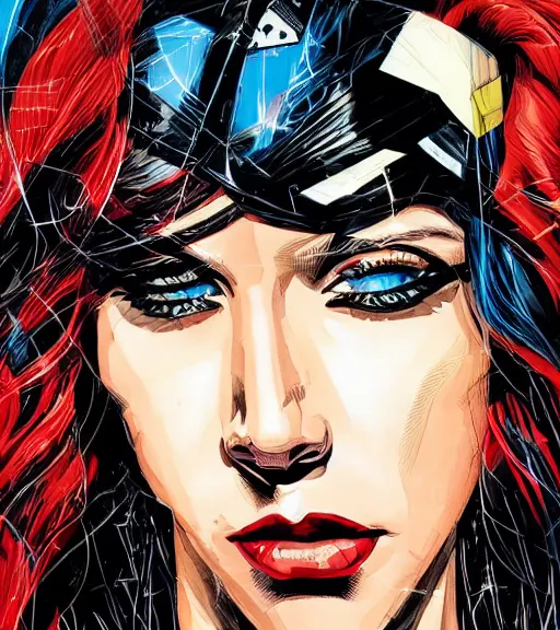 Image similar to portrait of a superhero, by DC comics and Sandra Chevrier