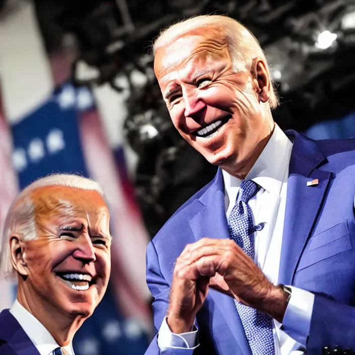 Prompt: Joe Biden getting punched on stage, detailed zoom photo, 4K