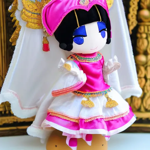 Image similar to fumo plush of a cute little princess wearing thai traditional dress, anime girl