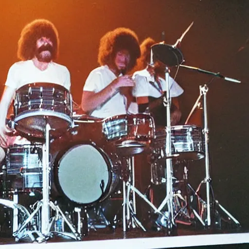 Prompt: A photo of Walter White performing with a 1970s funk band