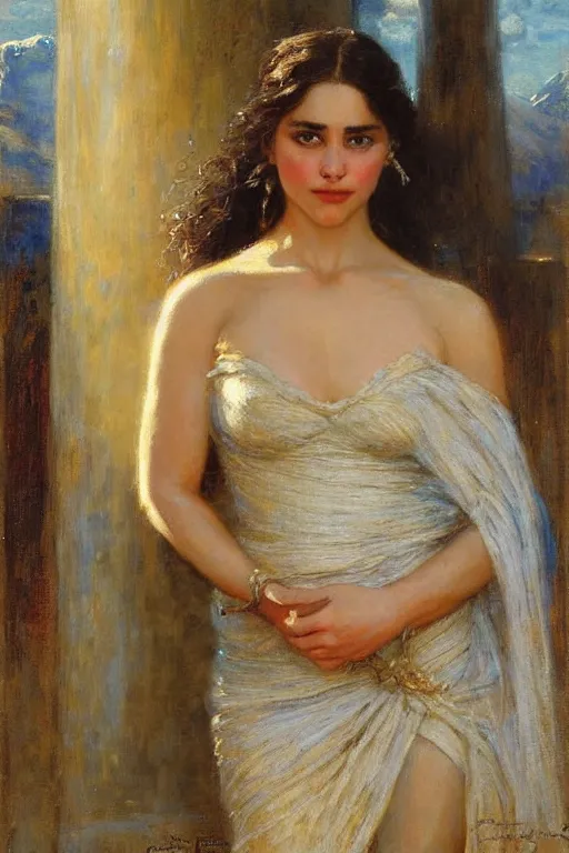 Image similar to portrait of daenerys targaryen by gaston bussiere.