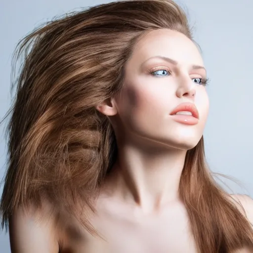 Image similar to A photo of a caucasian female model with hair made by phone cable