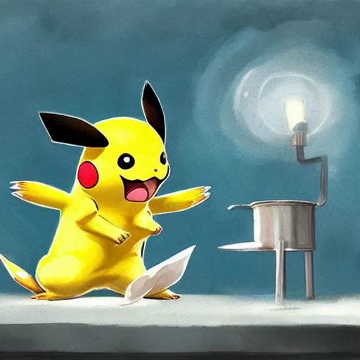 Prompt: pikachu cooks a squid, detailed, art by sung choi, greg rutkowski, peter konig