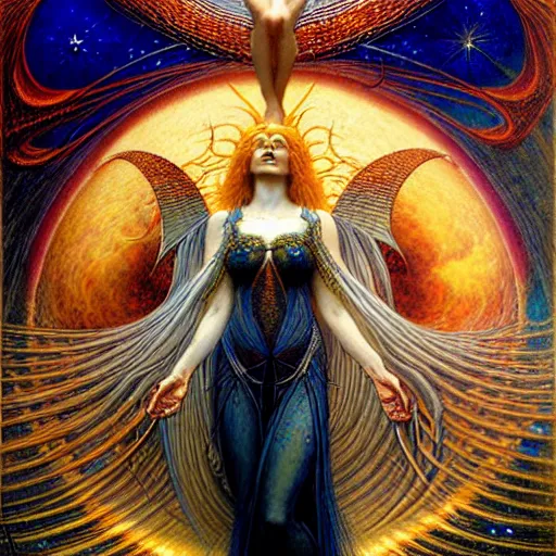 Image similar to Celestial Witch by Jean Delville and Karol Bak