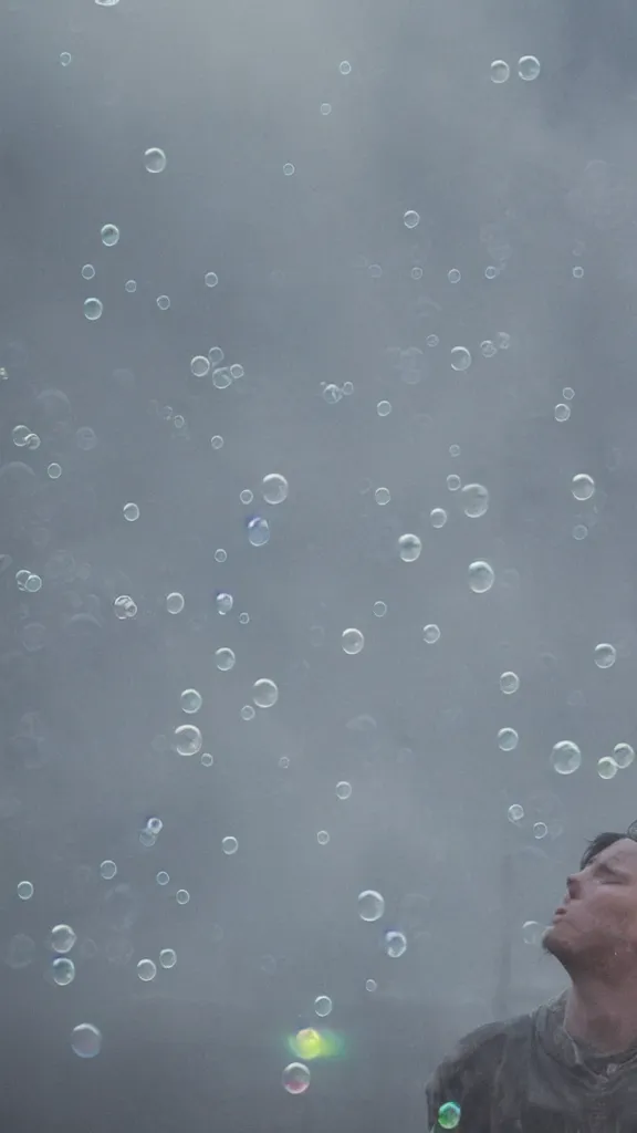 Prompt: bubbles filled with smoke bursting,