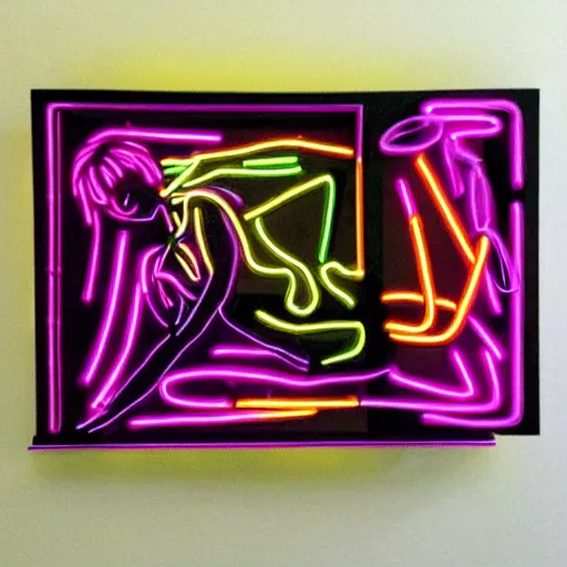 Prompt: a womens body 3 d neon art