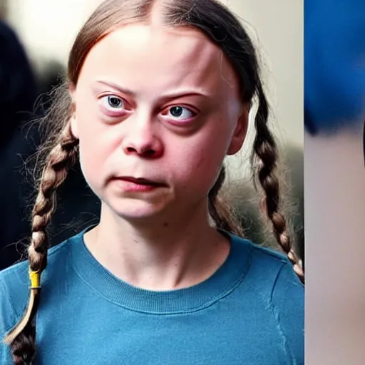 Image similar to a mix between greta thunberg and steve buscemi,