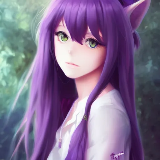 anime girl, purple hair, medium siz - OpenDream