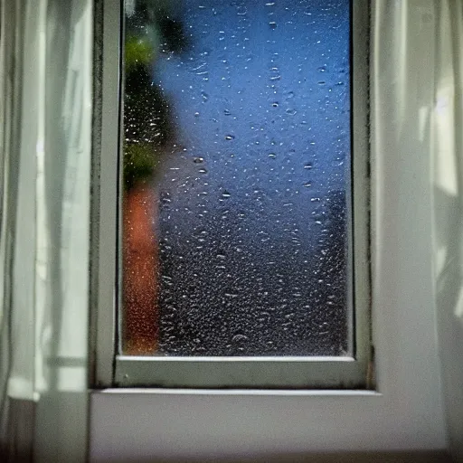 Image similar to rainy bedroom window at night