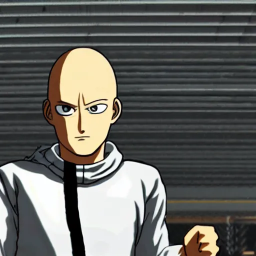 Image similar to Saitama as one punch man as a grand theft auto 5 character