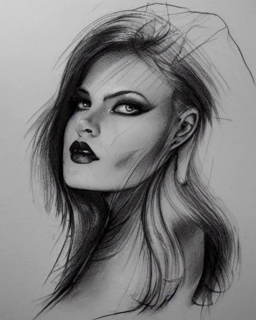 Prompt: tattoo design sketch of a beautiful woman face blended with a background of beautiful mountains, hyper - realistic, in the style of den yakovlev, amazing detail, black and white