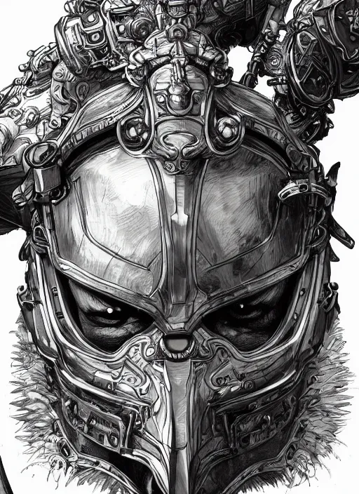 Image similar to close up illustration of the helm of domination, powerful, domineering, stoic, masterful, intense, ultrafine hyperdetailed illustration by kim jung gi, irakli nadar, intricate linework, sharp focus, octopath traveler, yoji shinkawa, highly rendered, detailed, concept art