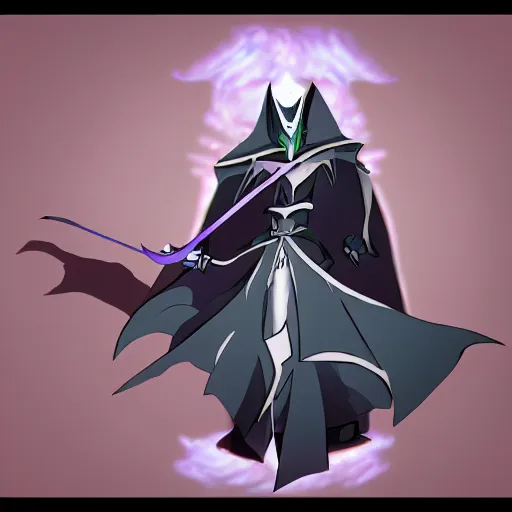 Image similar to Karthus from League of Legends, anime art style
