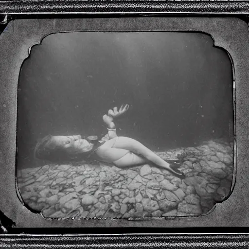 Image similar to tintype photo, underwater, god