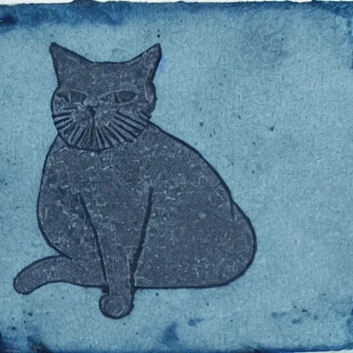 Image similar to cyanotype of a cat