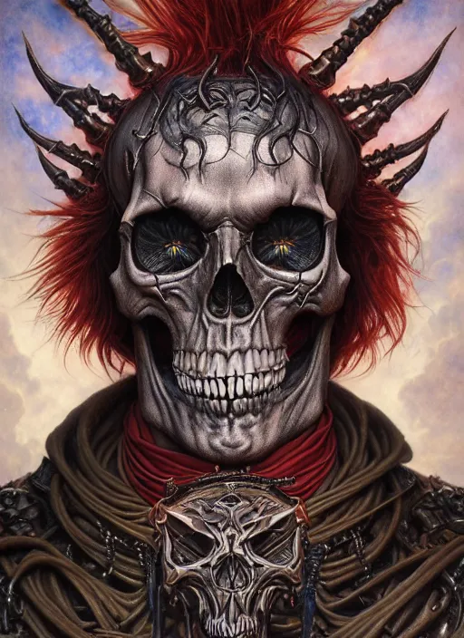 Prompt: hyper detailed masterpiece satan's skull evil tattoo warrior by donato giancola and tom bagshaw, face by artgerm and edmund leighton, and h. r. giger, trending on artstation, colorful, psychedelic aesthetic, ornate, background by james jean, 8 k, biomechanical, majestic, volumetric lighting, porcelain skin, concept art, sharp focus