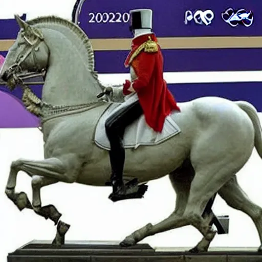 Prompt: French Emperor Napoleon Bonaparte I running in the Paris, 2024 Olympics Games Marathon. Photo courtesy of ESPN