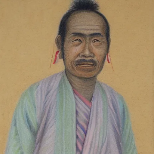 Prompt: a pastel painting of a kamishibai man