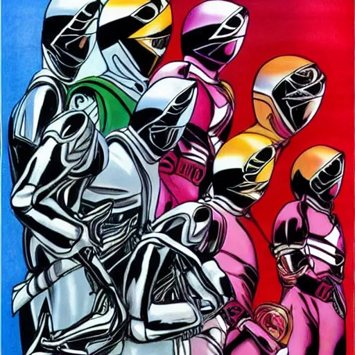 Prompt: mighty morphin power rangers, hr giger