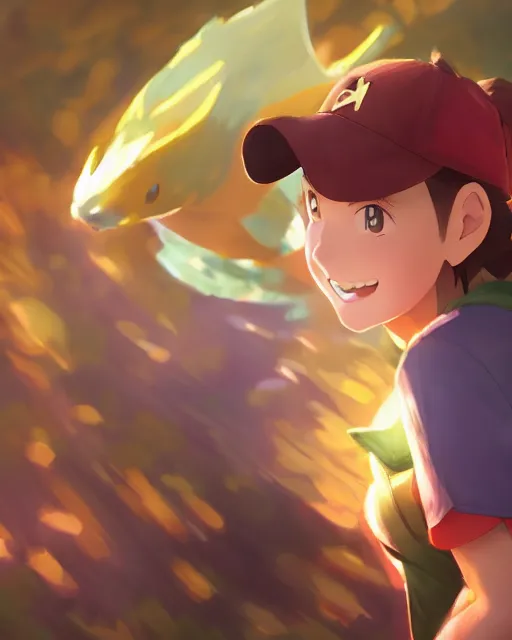 Image similar to a female pokemon trainer girl, full shot, atmospheric lighting, detailed face, by makoto shinkai, stanley artger m lau, wlop, rossdraws, james jean, andrei riabovitchev, marc simonetti, krenz c