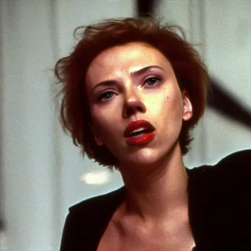 Prompt: a still of Scarlett Johansson in Videodrome (1983)