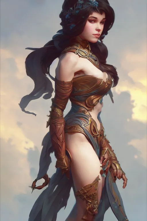 Image similar to a cute fantasy girl character, accurate anatomy, only two hands, highly detailed, digital painting, artstation, concept art, smooth, sharp focus, illustration, Unreal Engine 5, 8K, art by ross tran and greg rutkowski and alphonse Mucha