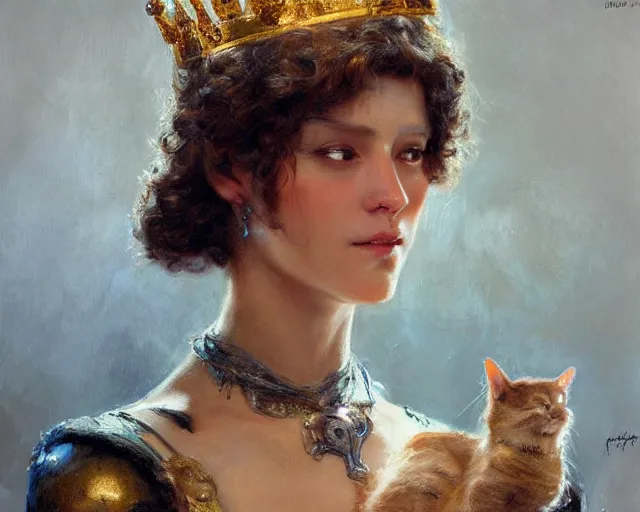 Prompt: portrait of a humanoid cat king with a crown,, highly detailed painting by gaston bussiere, craig mullins, j. c. leyendecker 8 k