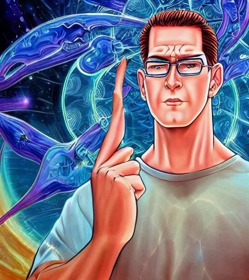 Image similar to symmetry, hank hill wearing a white tshirt, the god of propane, blue fire, art by mike judge, art by josephine wall, art by huang guangjian, art by viktoria gavrilenko, art by amanda sage, dramatic lighting, trending on artstation