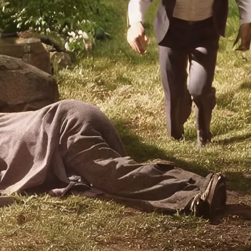 Image similar to Live Action Still of Jerma in The Exorcist, real life, hyperrealistic, ultra realistic, realistic, highly detailed, epic, HD quality, 8k resolution, body and headshot, film still