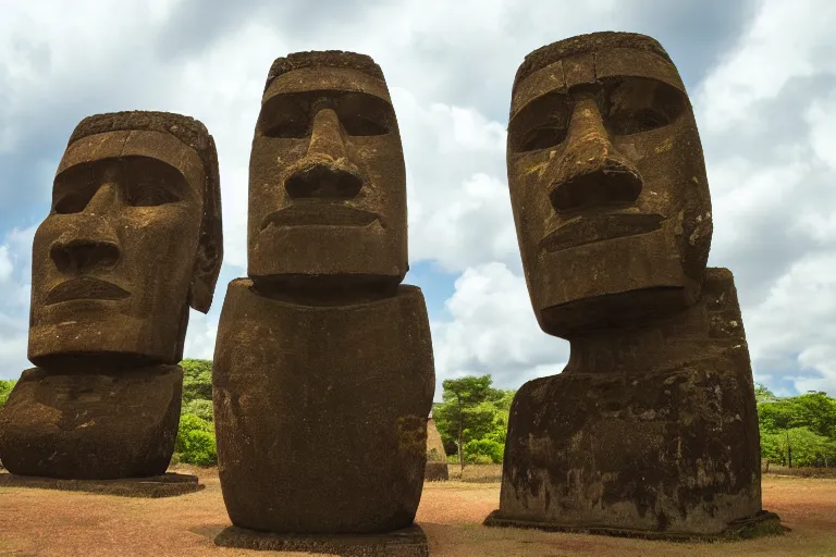 Prompt: how moai statues were built, 4k