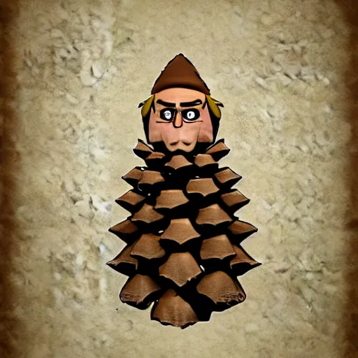 Image similar to man in pine cone costume, concept art