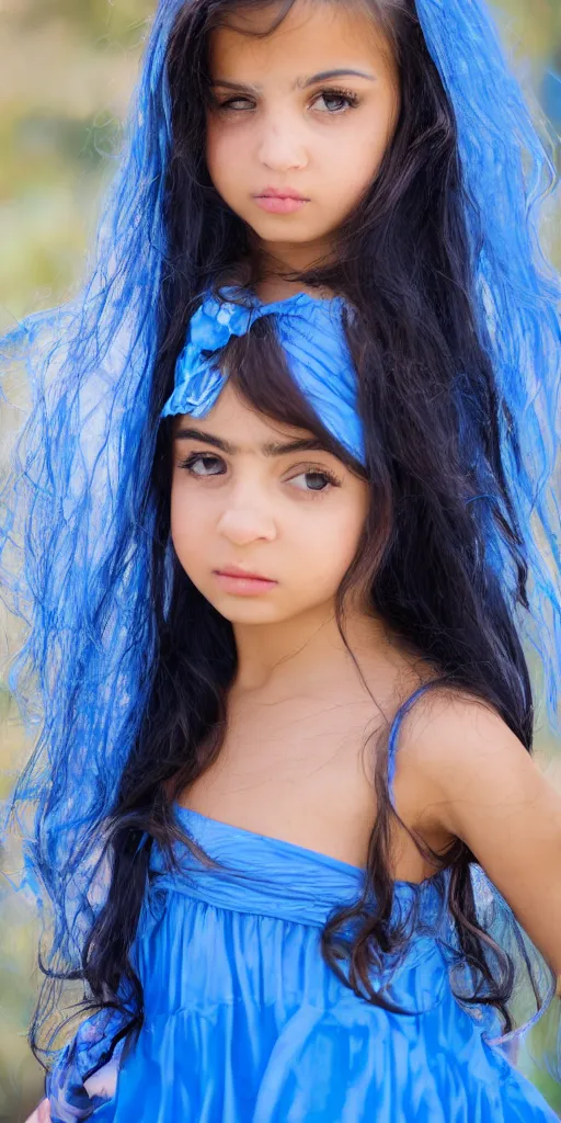 Prompt: A photo of a beautiful young persian princess in a blue dress