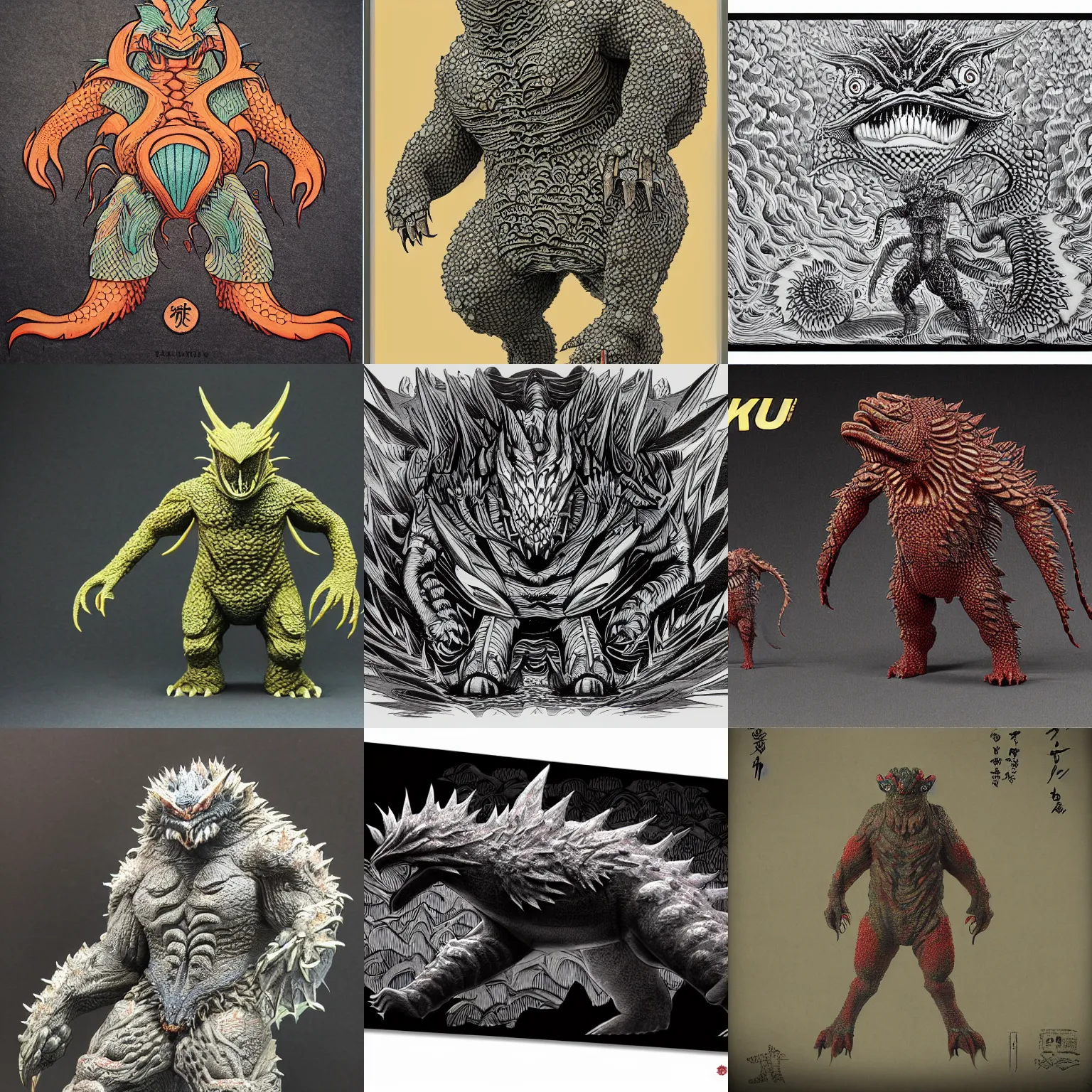 Prompt: kaiju, ukiyo style, ultra detailed, award winning