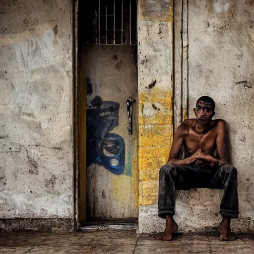 Image similar to stunning beautiful portrait photography of thieves in the favelas from national geographic award winning, dramatic lighting, taken with canon 5d mk4, sigma art lens