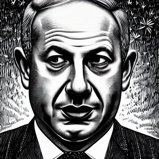 Image similar to a portrait of benjamin netanyahu by dan hillier