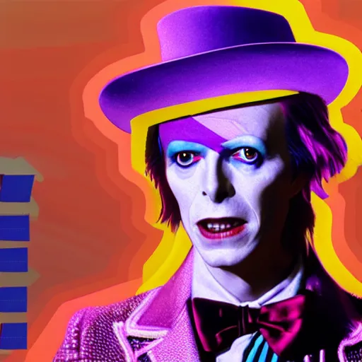 Image similar to David Bowie as Willy Wonka stunning awe inspiring 8k hdr