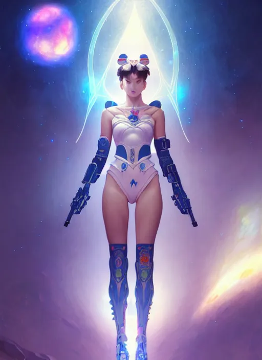 Prompt: sailormoon with tattoos wearing tactical gear, intricate lights, bio luminescent, plasma, by ruan jia and artgerm and range murata and wlop and ross tran and william - adolphe bouguereau and beeple. key art. fantasy illustration. award winning, artstation, intricate details, realistic, hyperdetailed, 8 k resolution.