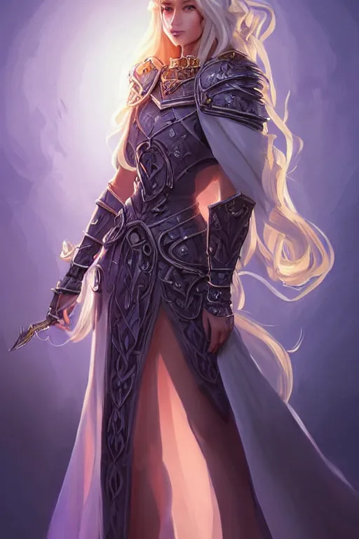 a full body portrait of a gorgeous female paladin, | Stable Diffusion