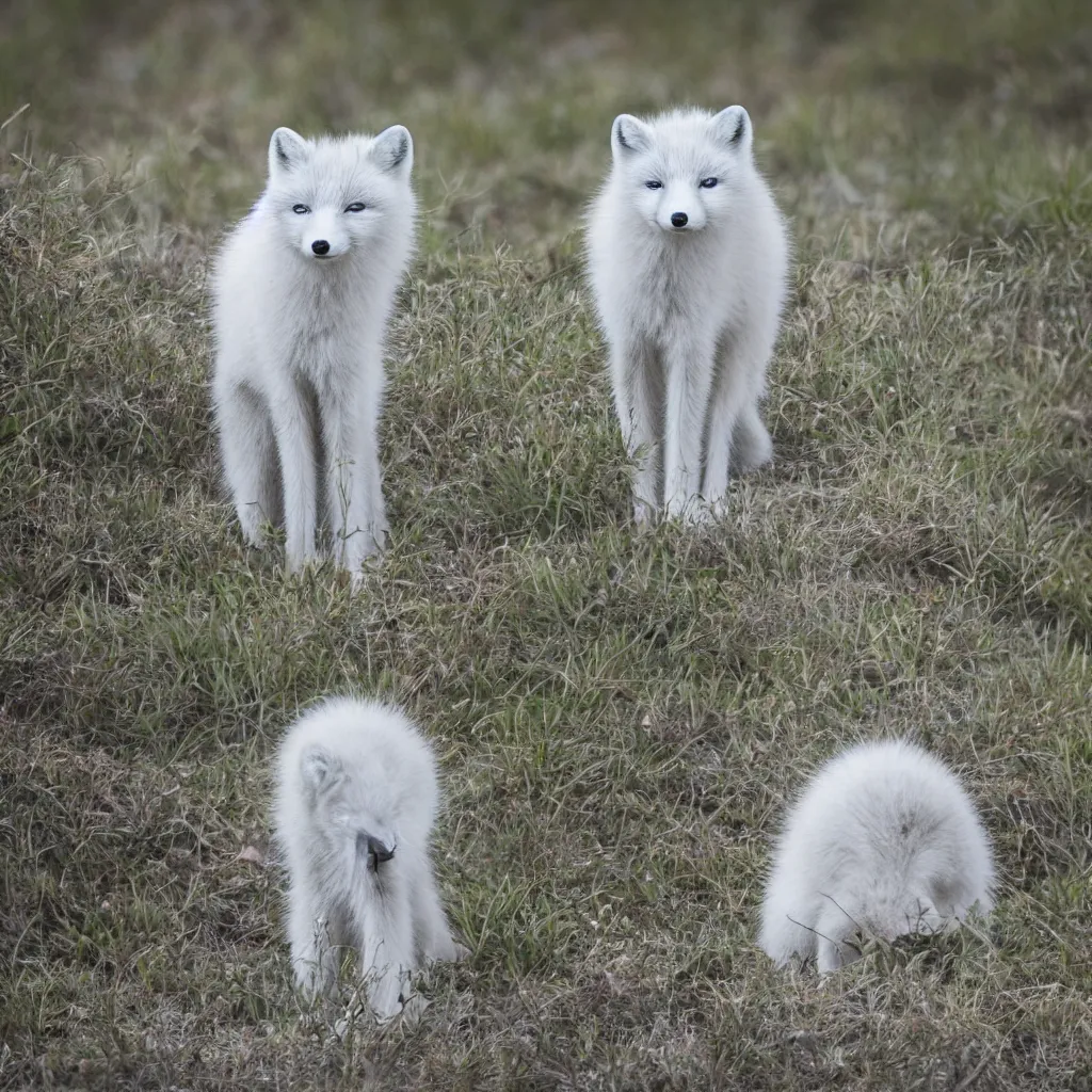 Image similar to beautiful arctic fox, XF IQ4, 150MP, 50mm, f/1.4, ISO 200, 1/160s, natural light, Adobe Photoshop, Adobe Lightroom, DxO Photolab, Corel PaintShop Pro, symmetrical balance, depth layering, polarizing filter, Sense of Depth, AI enhanced