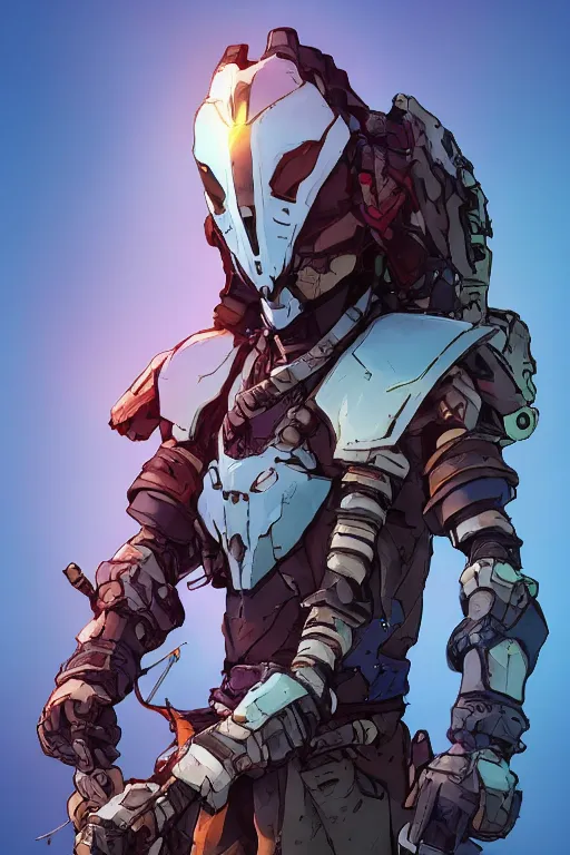 Image similar to combination suit armor aloy horizon forbidden west horizon zero dawn robot ninja mask helmet backpack tribal, art gta 5 comics, official fanart behance hd artstation by jesper ejsing, by rhads, makoto shinkai and lois van baarle, ilya kuvshinov, ossdraws radiating a glowing aura cgi rtx 2 0 2 2