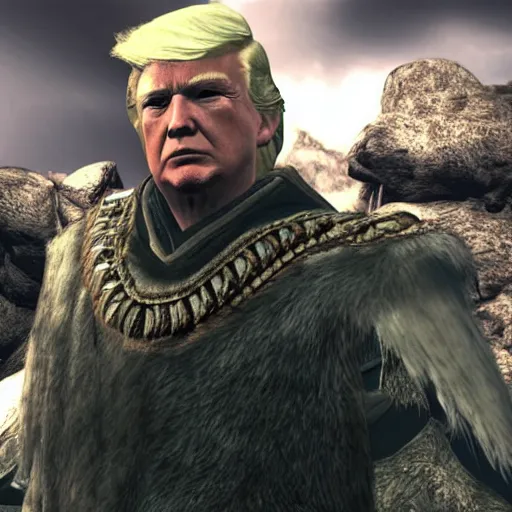 Image similar to Donald Trump in Skyrim, 8K