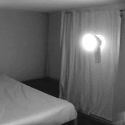 Image similar to security camera footage of ghosts made out of bed sheets