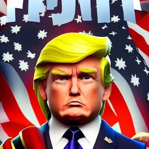 Image similar to trump as a fortnite character, very detailed face