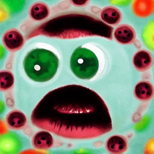 Prompt: a cute baby monster made of eyeballs