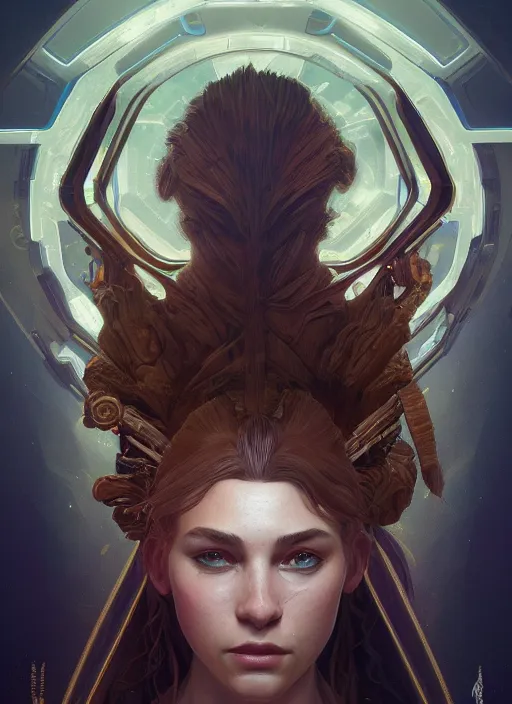 Image similar to symmetry!! portrait of jupiter alien in the style of horizon zero dawn, machine face, intricate, elegant, highly detailed, digital painting, artstation, concept art, smooth, sharp focus, illustration, art by artgerm and greg rutkowski and alphonse mucha, 8 k