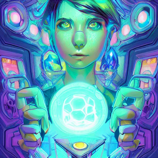 Image similar to skill magic geek inside matrix deepdream radiating a glowing aura stuff loot legends stylized digital illustration video game icon artstation lois van baarle, ilya kuvshinov, rossdraws,