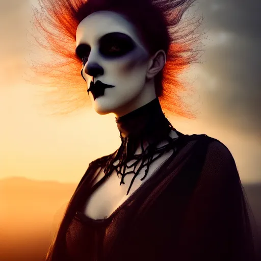 Prompt: photographic portrait of a stunningly beautiful goth scary eerie ghost female in soft dreamy light at sunset, contemporary fashion shoot, by edward robert hughes, annie leibovitz and steve mccurry, david lazar, jimmy nelsson, breathtaking, 8 k resolution, extremely detailed, establishing shot, artistic, hyperrealistic, perfect face, octane render