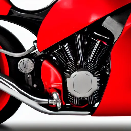 Prompt: a fantasy red glossy modern motorbike with jet engine, photostock, istock